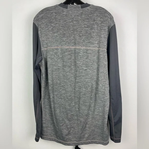 Prana Men’s Charcoal Colorblock Zylo Henley Long Sleeve Athletic Shirt - Picture 6 of 7